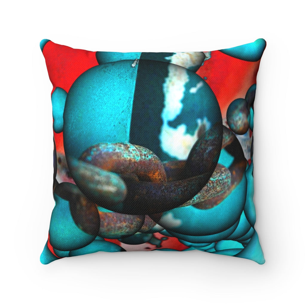 Chained Bubbles Throw pillow | Red & Blue | Square Throw Pillow