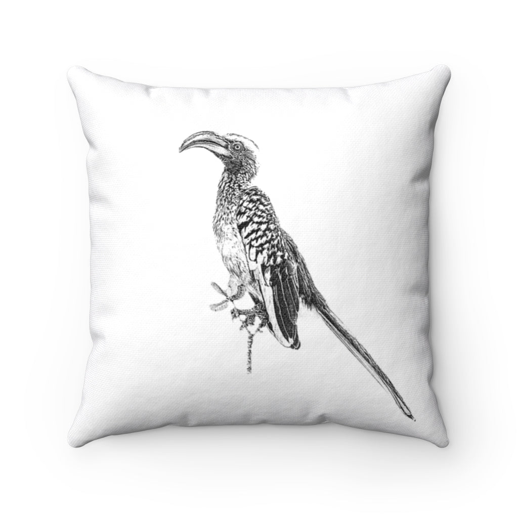 Red Billed Hornbill Throw pillow | African Birds | Square Throw Pillow