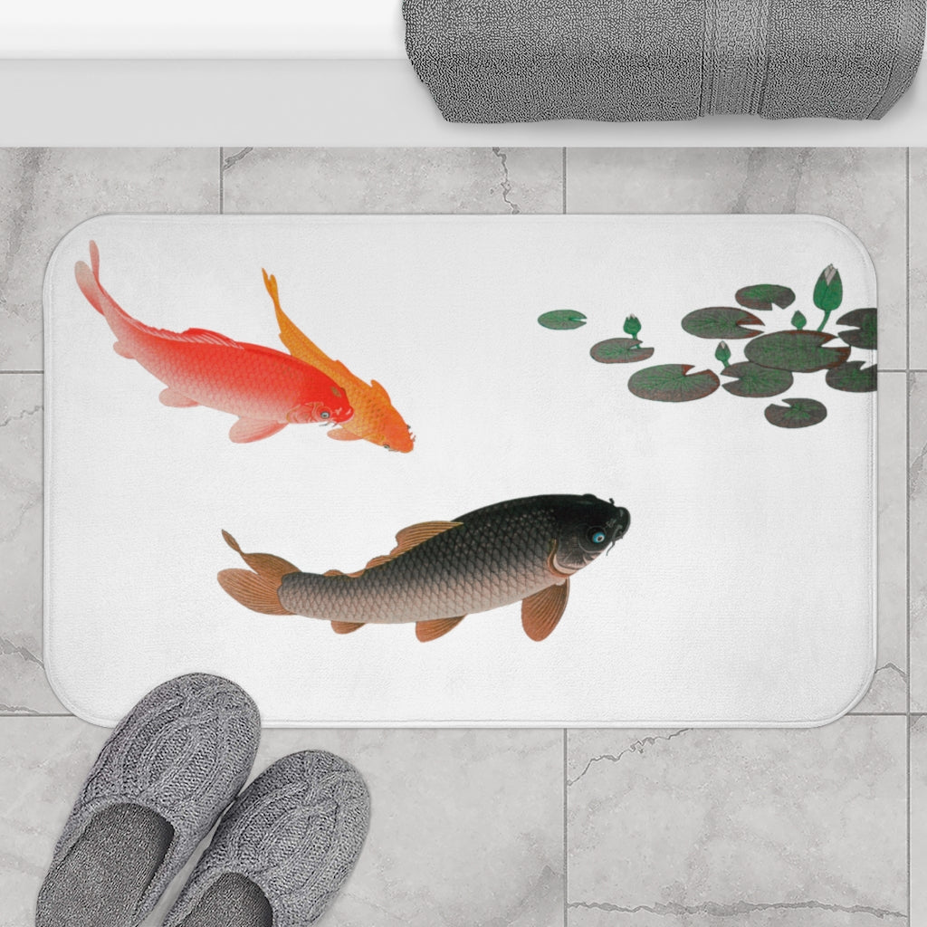 Common and Golden Carp Bath Mat | Fish | White
