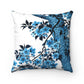 Blossoming Cherry Throw pillow | White & Blue | Square Throw Pillow