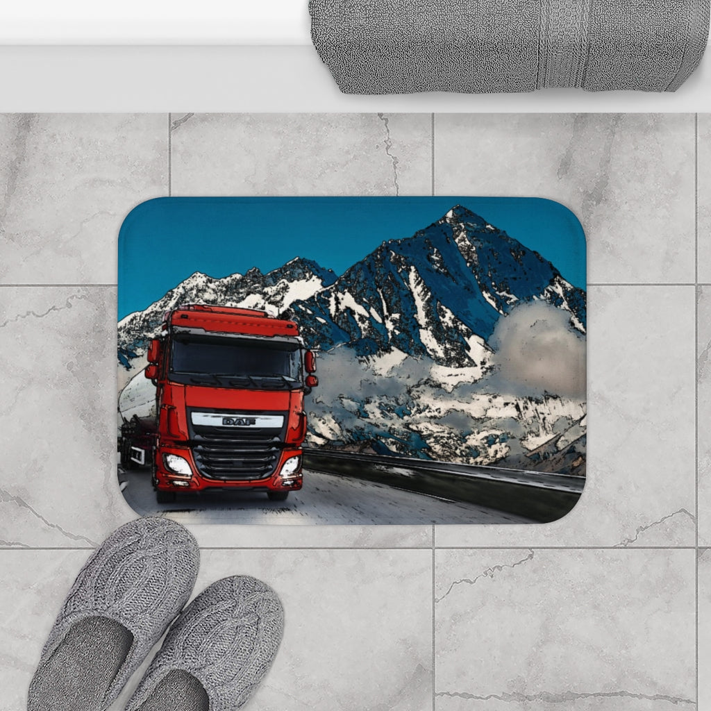 DAF Truck on the road 2 Bath Mat | Red & White