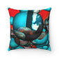 Chained Bubbles Throw pillow | Red & Blue | Square Throw Pillow
