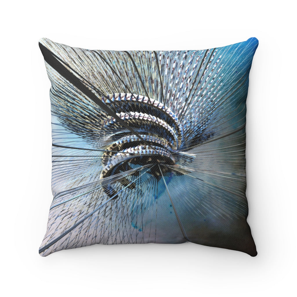 Spiral creation 9 Throw pillow | Blue & Grey | Square Throw Pillow