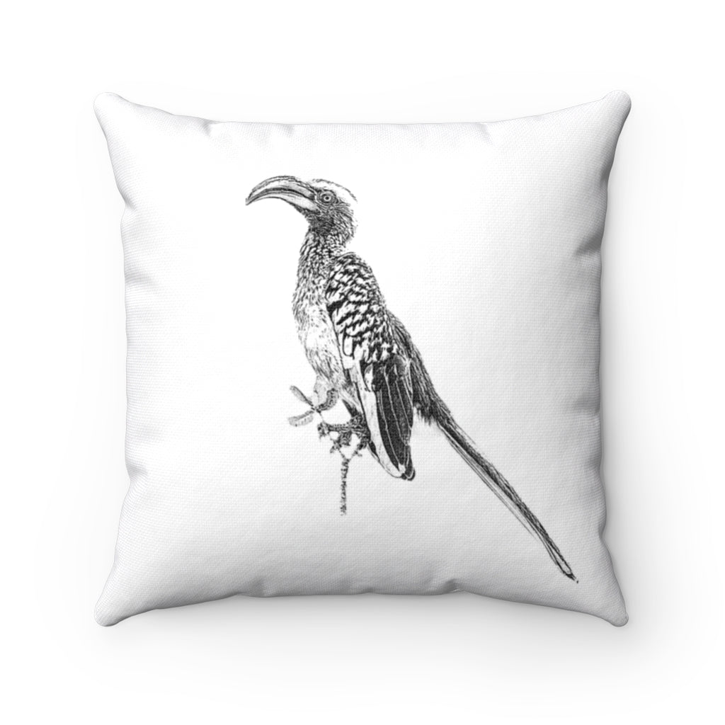 Red Billed Hornbill Throw pillow | African Birds | Square Throw Pillow
